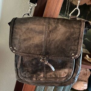 The Sak Dark Gray Leather Messenger Bag
